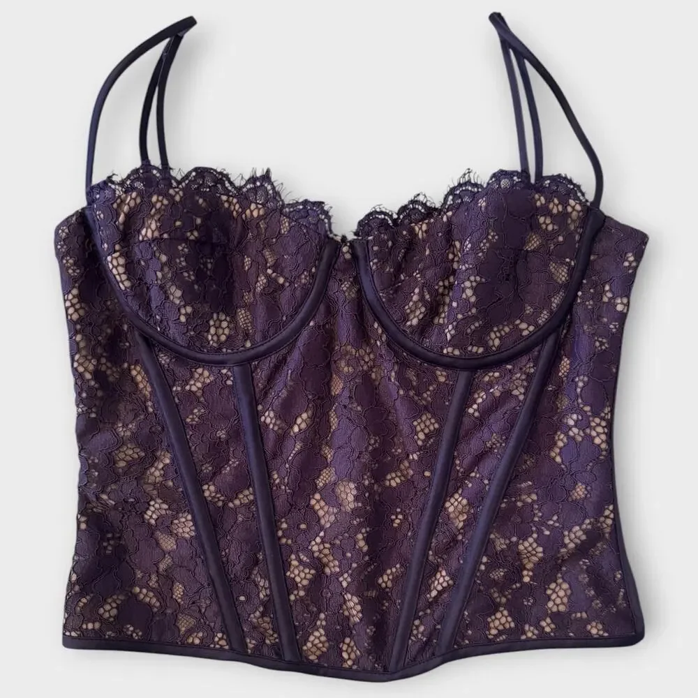 NEW HOUSE OF CB Mila Night Shade Lace Underwired Corset Size Medium - Picture 6 of 12